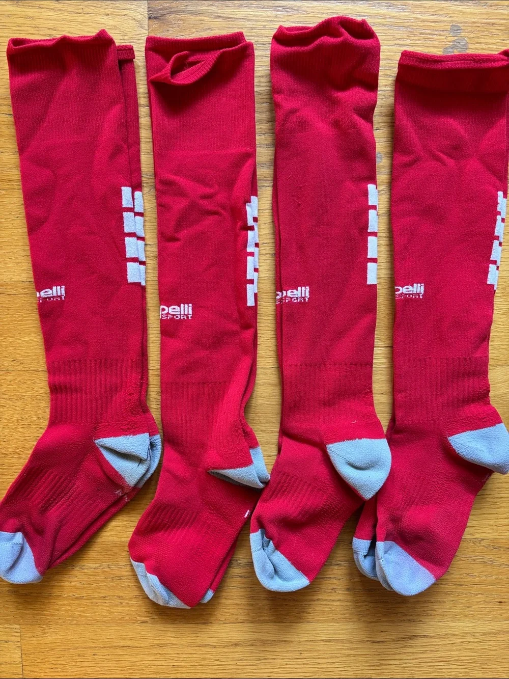 Capelli Red Knee-High Sport Socks with Gray Toes